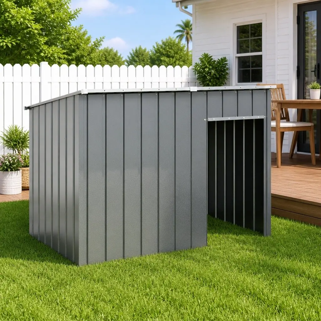 Dog Kennel Galvanised Steel Construction Anthracite Outdoor Shelter 153 x 91 x 110 cm