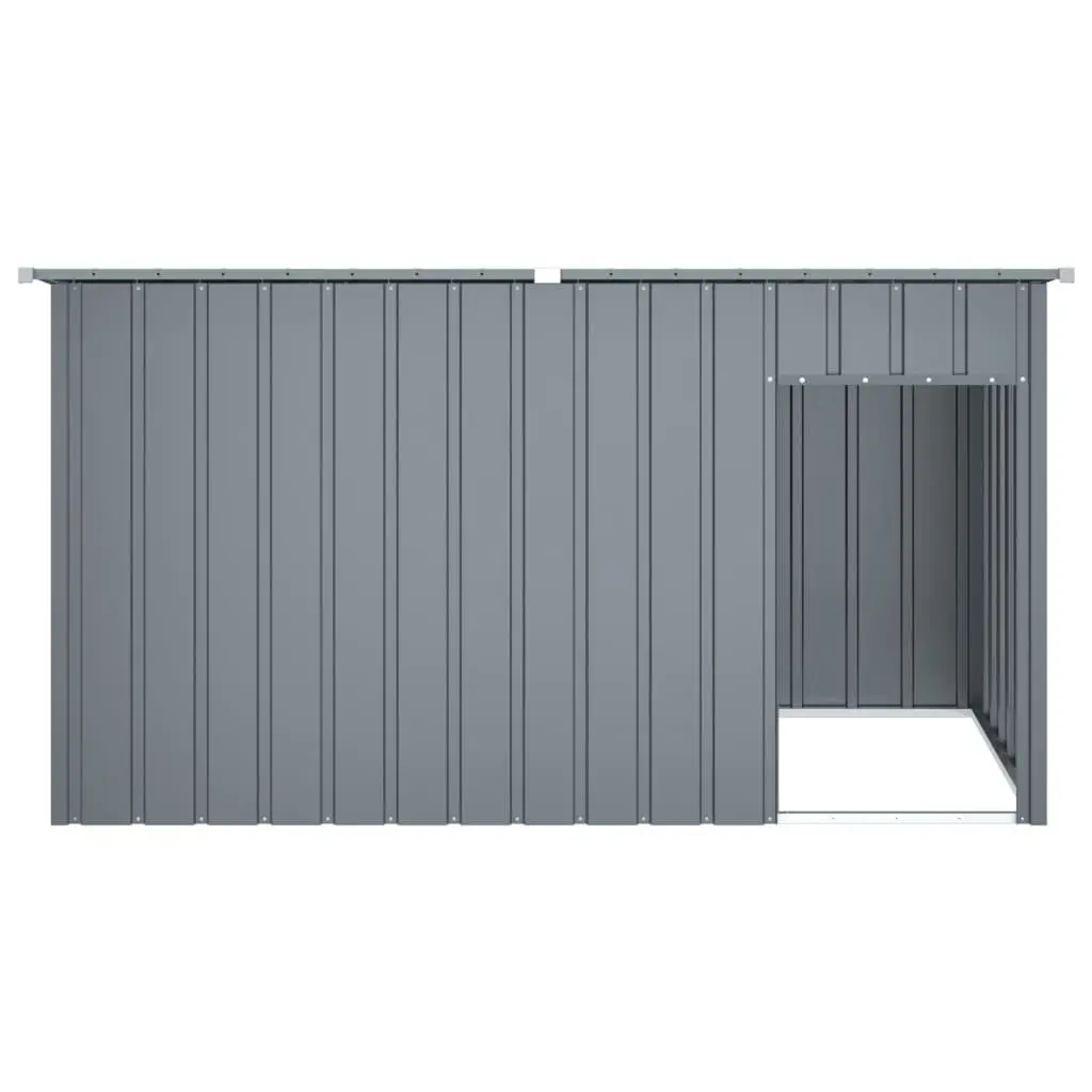 Dog House with Roof Anthracite Galvanised Steel Outdoor Pet Kennel Shelter