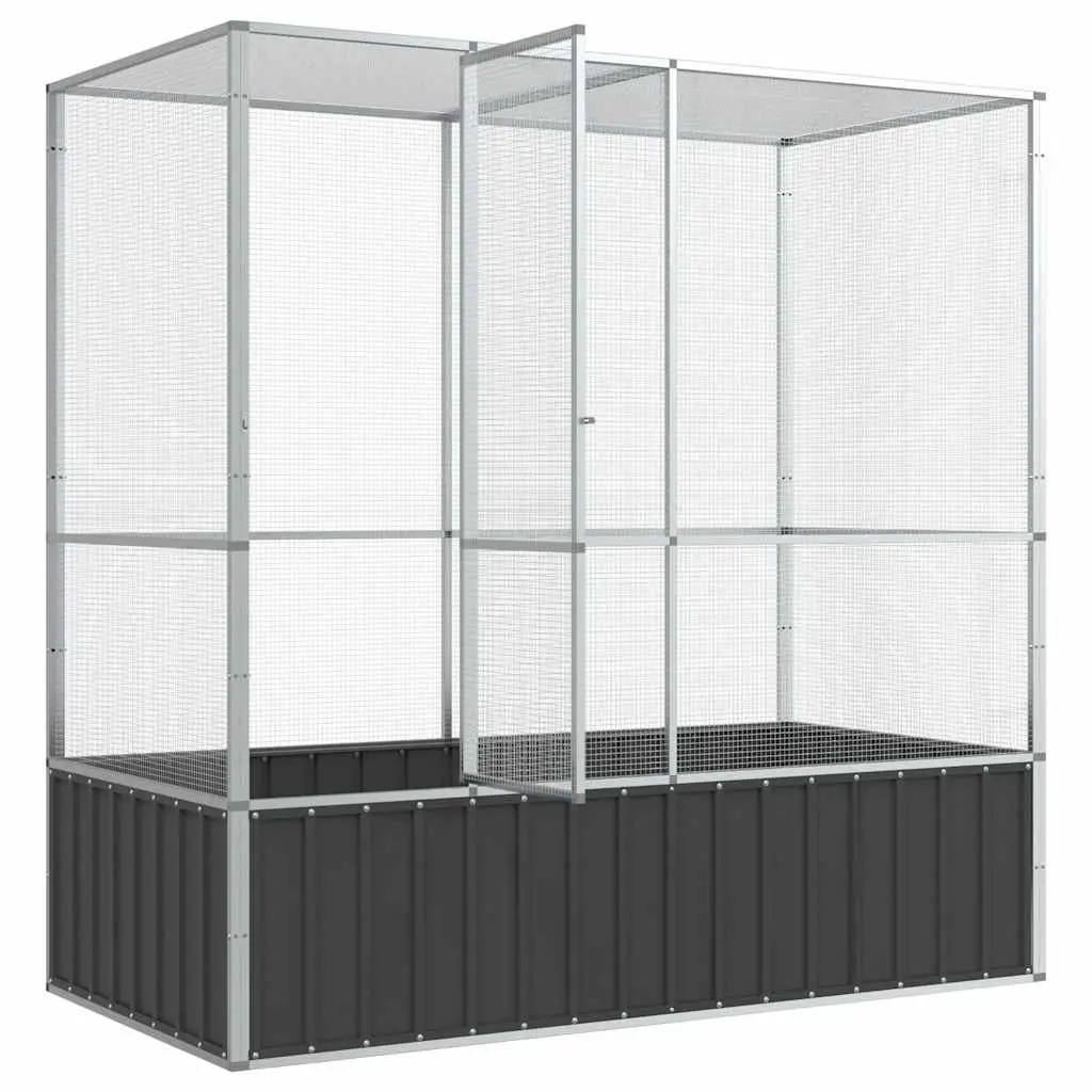 Bird Aviary Cage Silver Steel Mesh Large Outdoor Indoor
