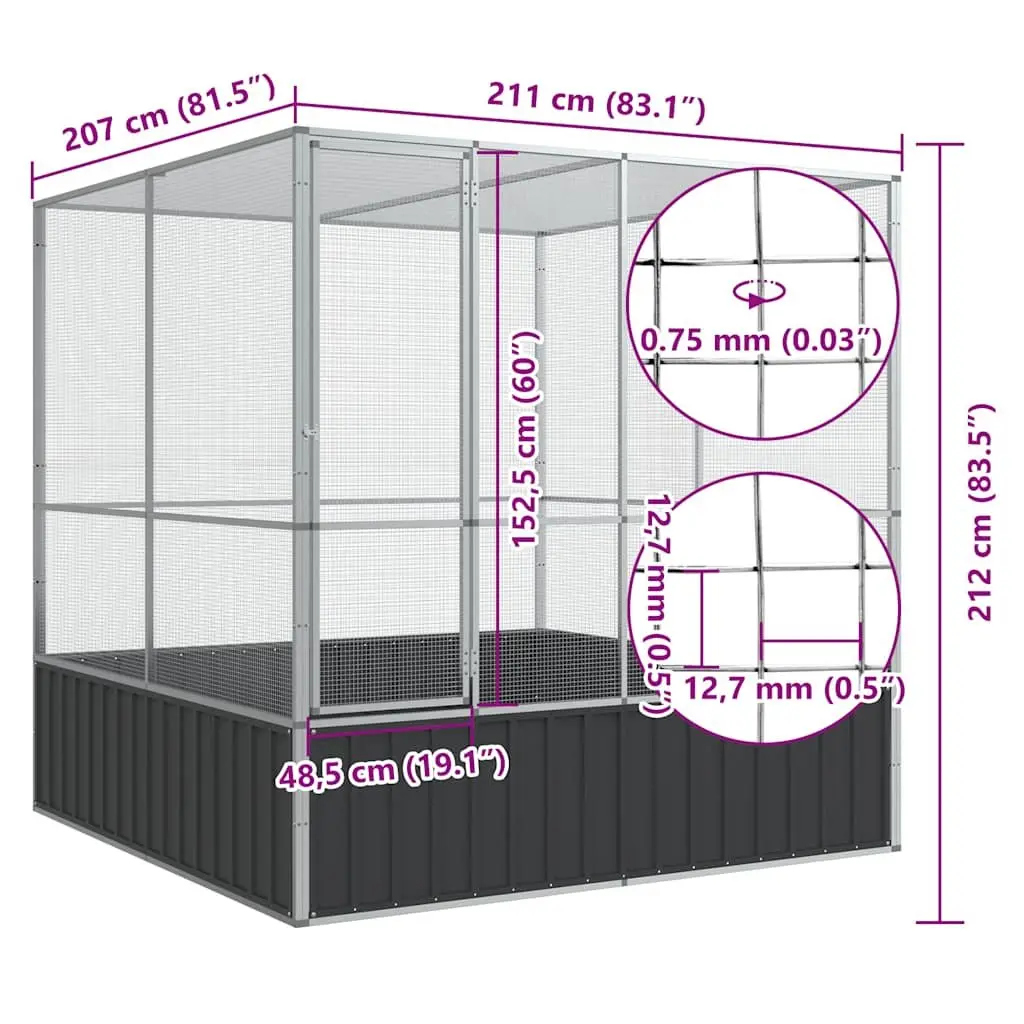 Bird Aviary Large Galvanised Steel Cage 211x207x212cm