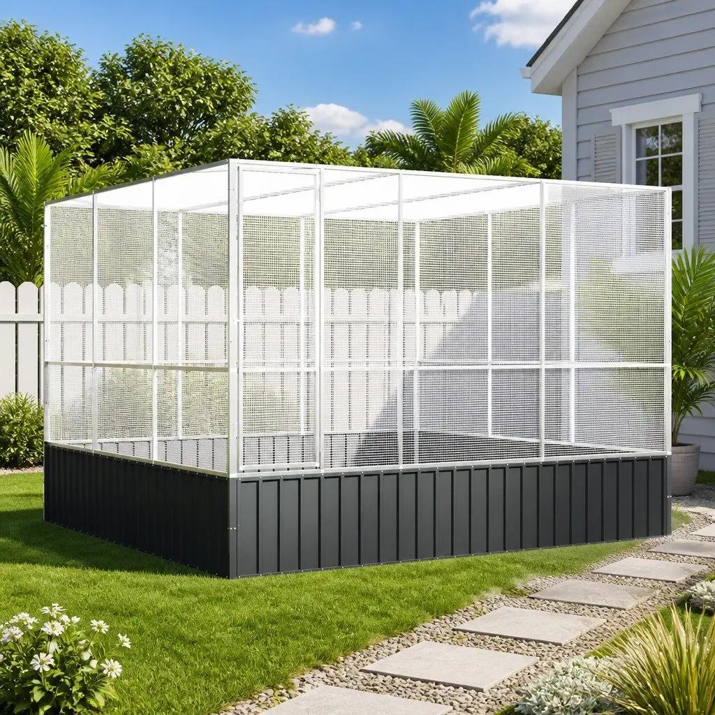 Bird Cage Large Aviary Steel Mesh 311x307x212cm Galvanised Outdoor Enclosure