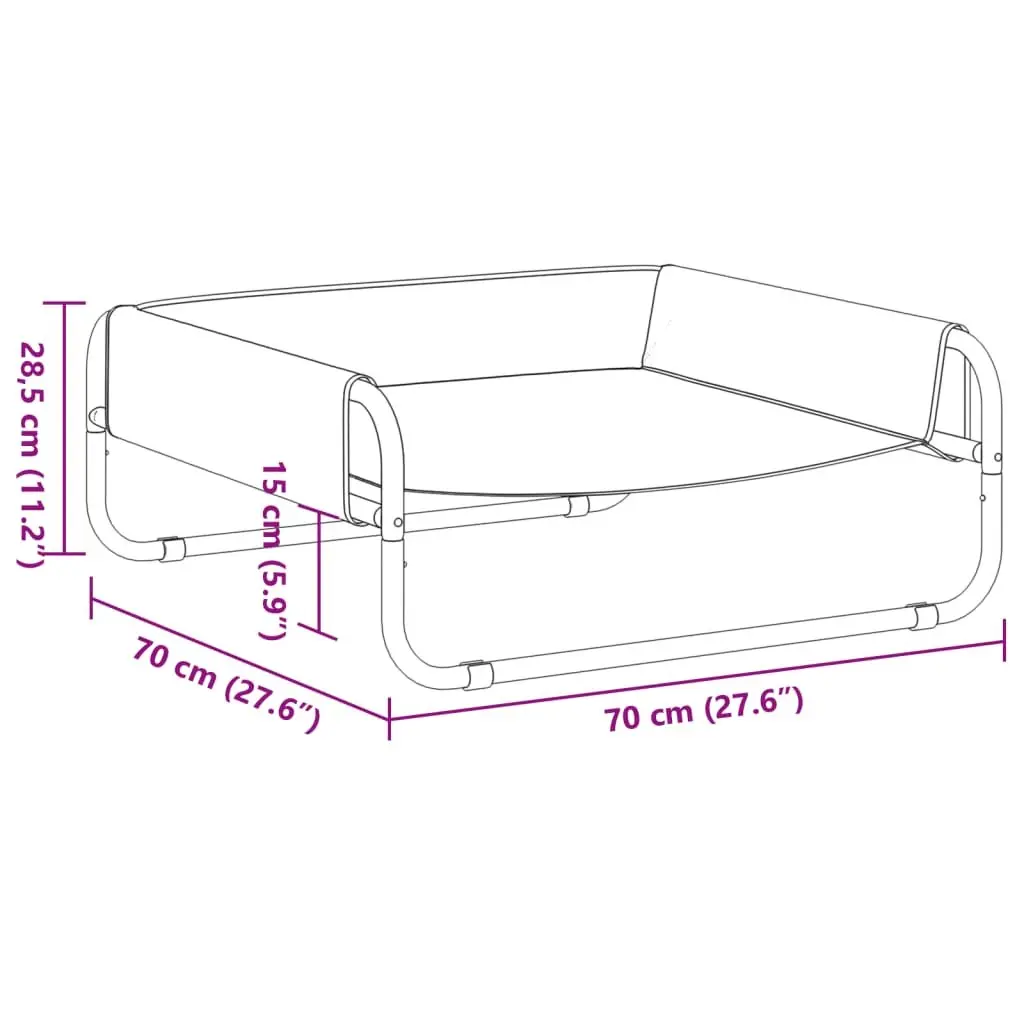 Dog Bed Elevated Oxford Fabric Steel Frame Anthracite Indoor Outdoor Pet Cot