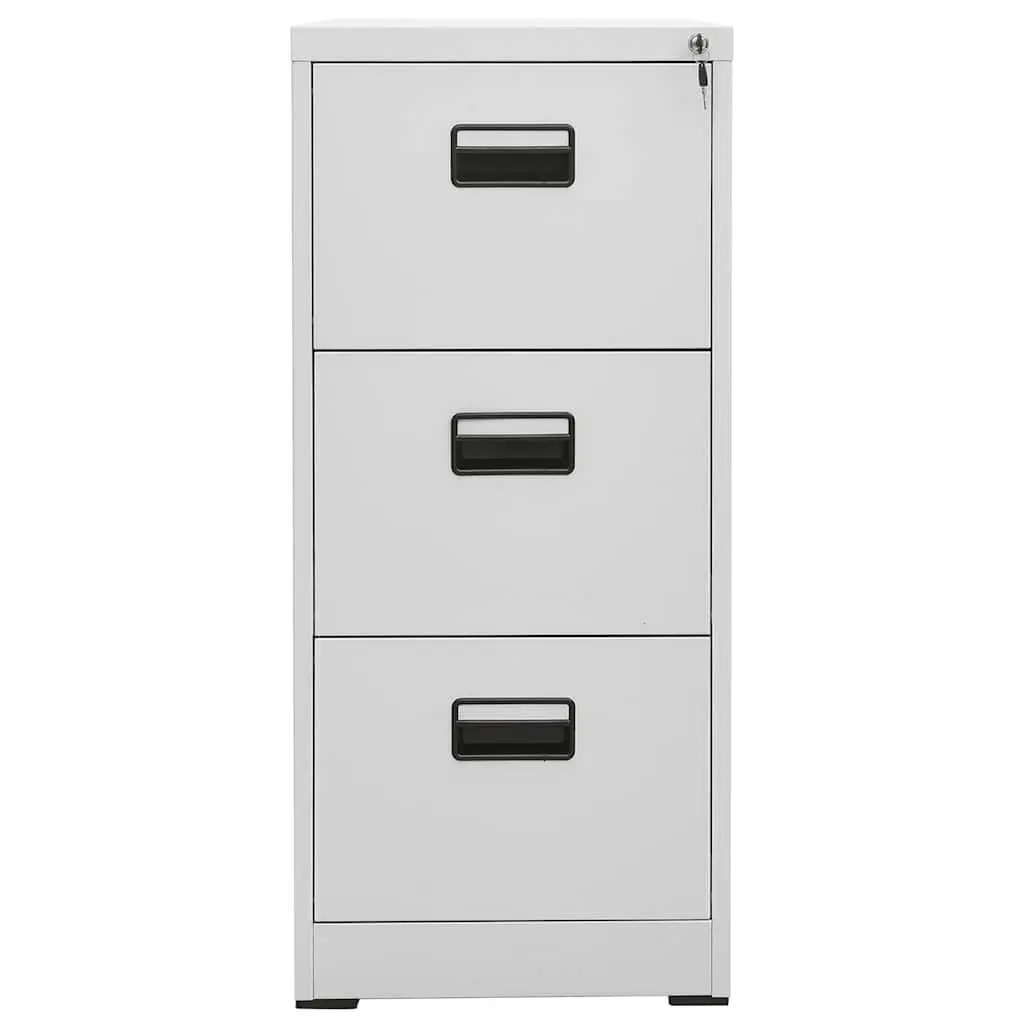 Filing Cabinet Steel 3 Drawer Organiser Grey