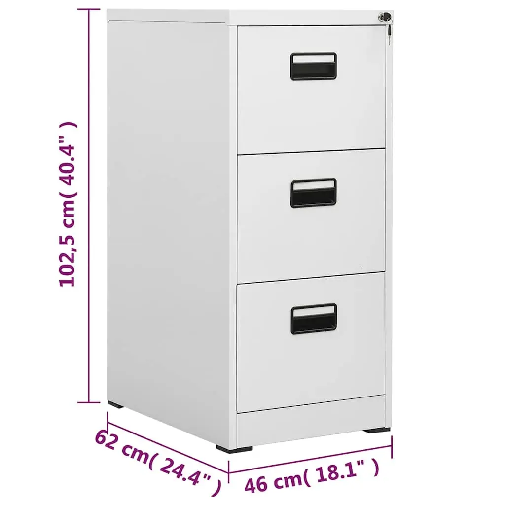 Filing Cabinet Steel 3 Drawer Organiser Grey