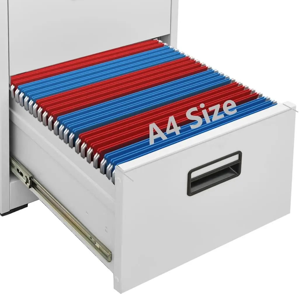 Filing Cabinet Steel 3 Drawer Organiser Grey