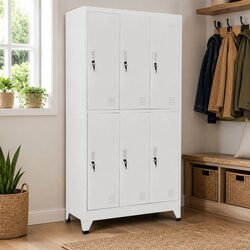 Locker Cabinet 6 Compartments Steel Storage Industrial Office Gym Changing Room