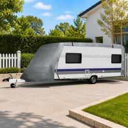 Caravan Cover Grey M Waterproof Breathable UV Resistant Storage Protection