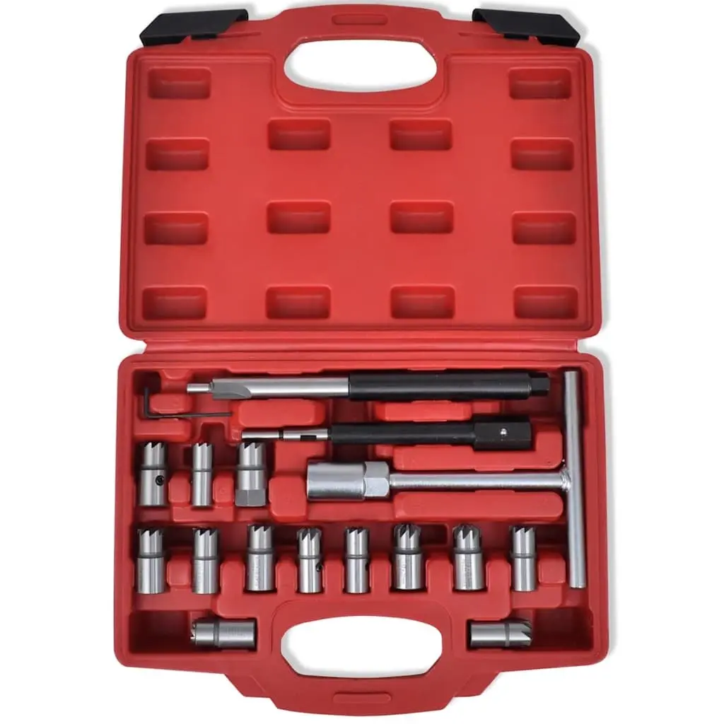 17 Piece Diesel Injector Seat Cutter Set Hand Tool Kit