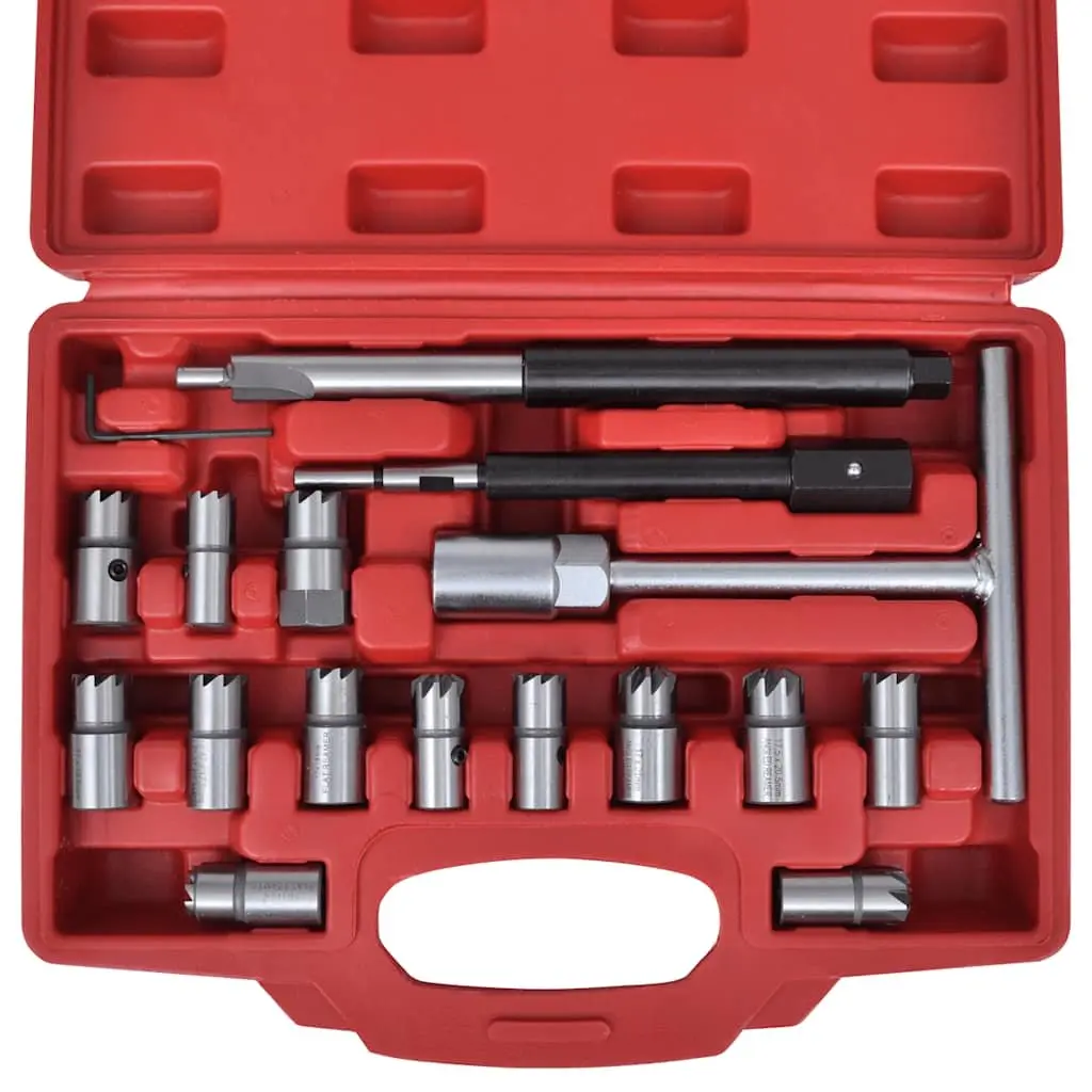 17 Piece Diesel Injector Seat Cutter Set Hand Tool Kit