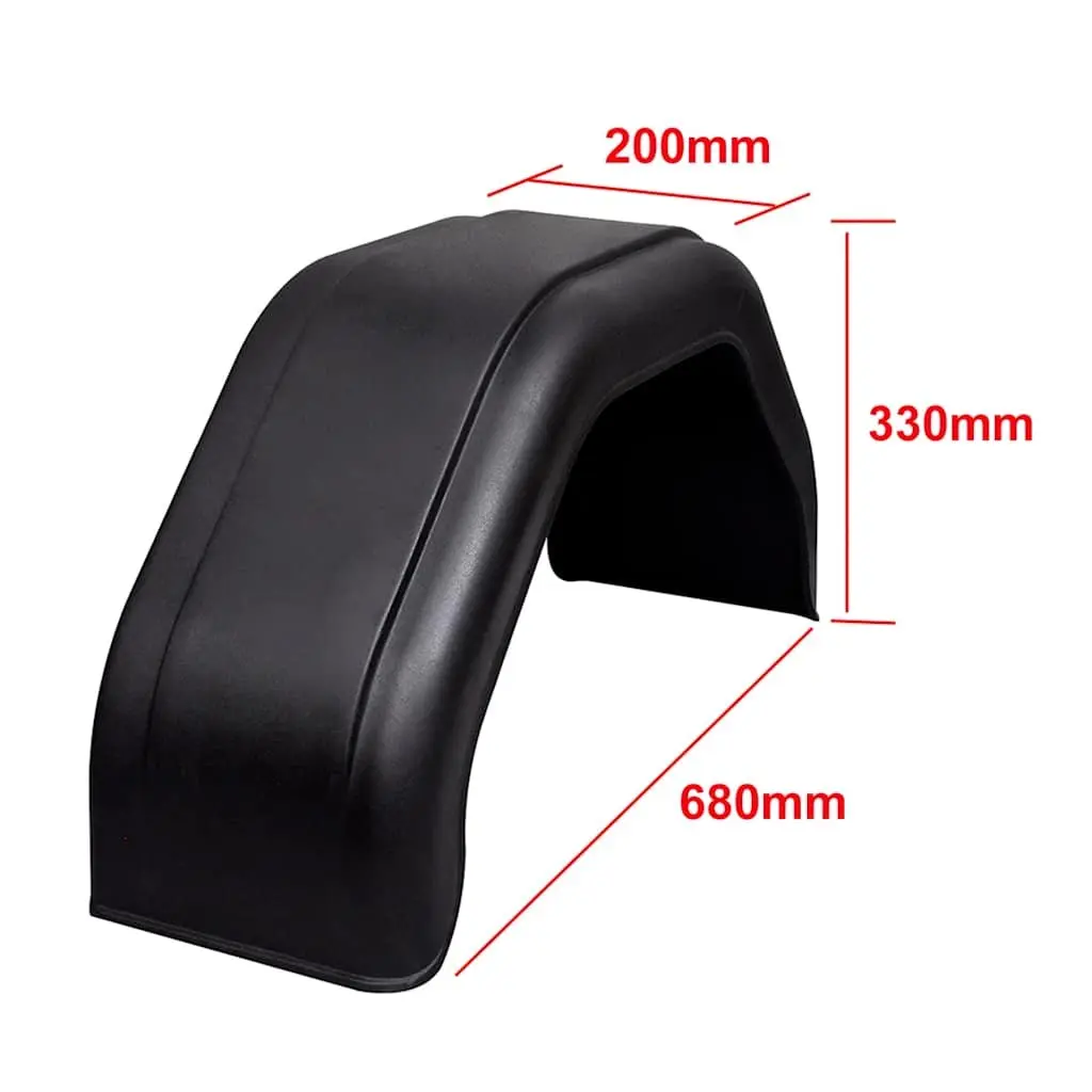 Mudguard for Trailer Wheels 200 x 680 mm Black Fender Set Vehicle Parts
