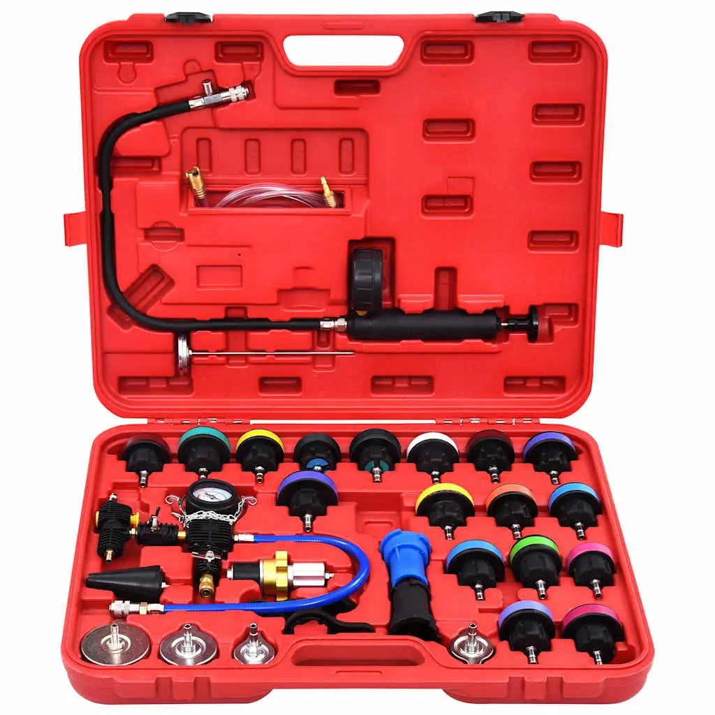 28 Piece Radiator Cap Adapter Set Cooling System Pressure Tester Kit for Automotive Diagnostics