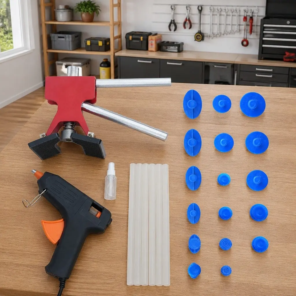 Dent Repair Tool Set 26 Piece Paintless Puller Glue Gun Tabs Kit