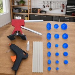 Dent Repair Tool Set 26 Piece Paintless Puller Glue Gun Tabs Kit