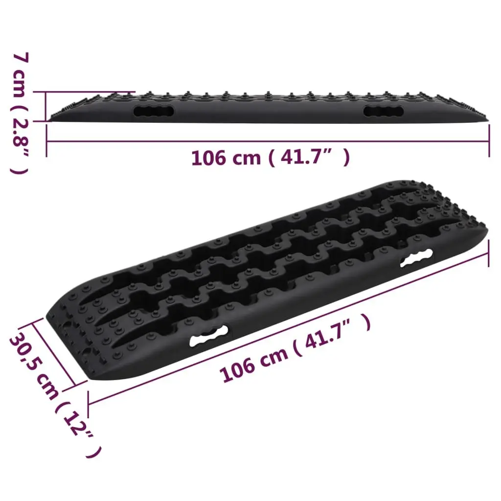Traction Boards 2 pcs Black Nylon Off-Road Recovery Track Wheel Anti-Slip Teeth