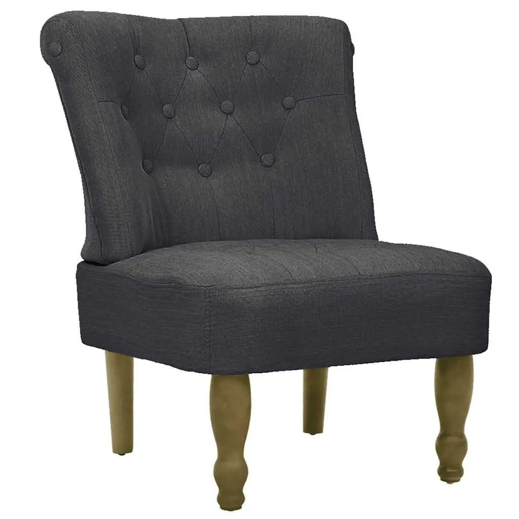 French Style Arm Chair Grey Fabric Wooden Frame Legs Living Room Furniture