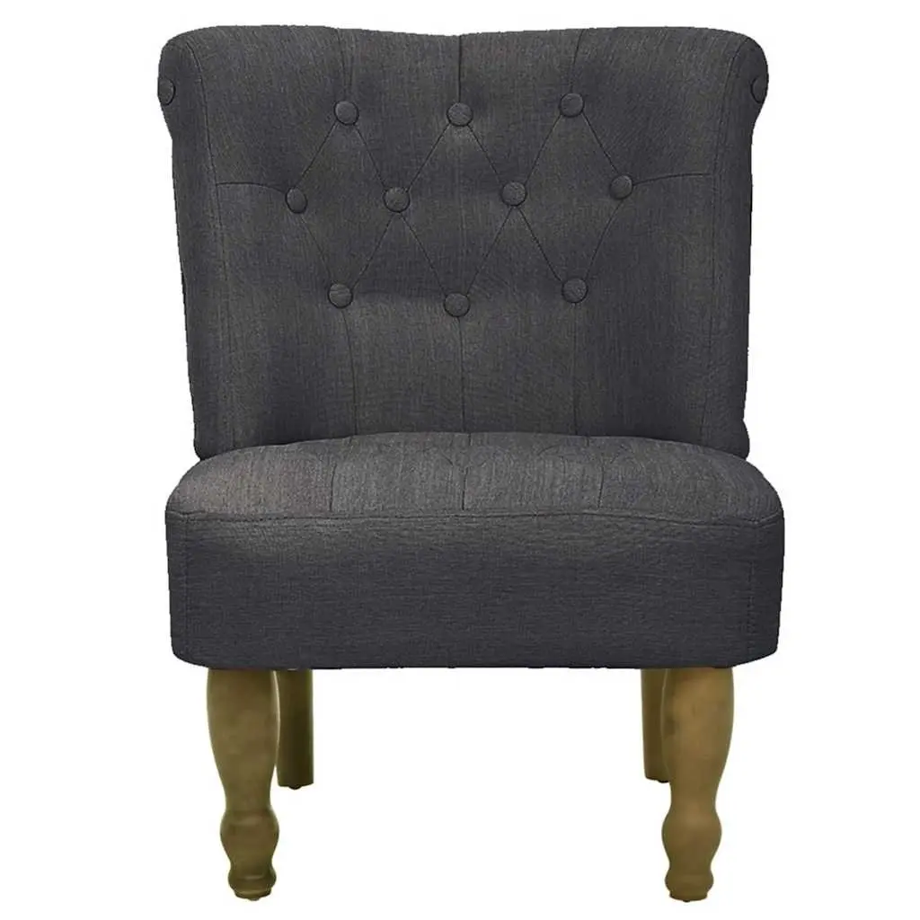 French Style Arm Chair Grey Fabric Wooden Frame Legs Living Room Furniture
