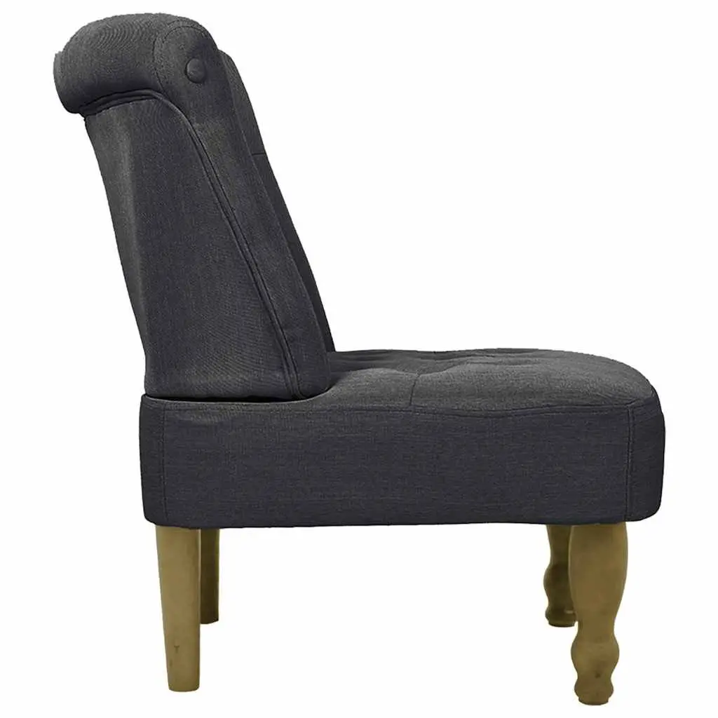 French Style Arm Chair Grey Fabric Wooden Frame Legs Living Room Furniture