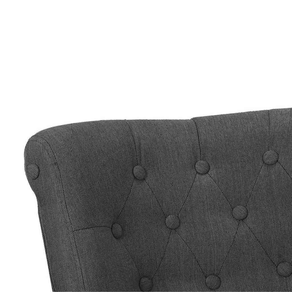 French Style Arm Chair Grey Fabric Wooden Frame Legs Living Room Furniture