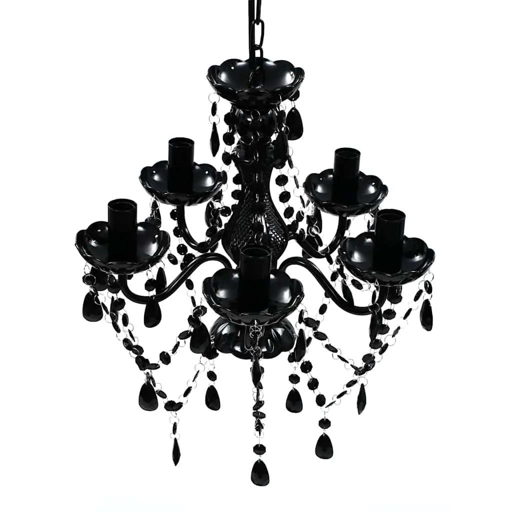 Black Crystal Chandelier 5 Bulb Ceiling Light Fixture Size for Living Room Bedroom Dining