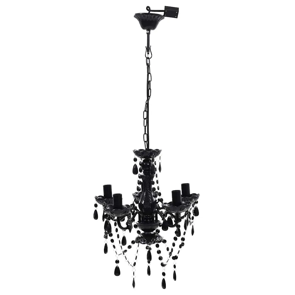 Black Crystal Chandelier 5 Bulb Ceiling Light Fixture Size for Living Room Bedroom Dining