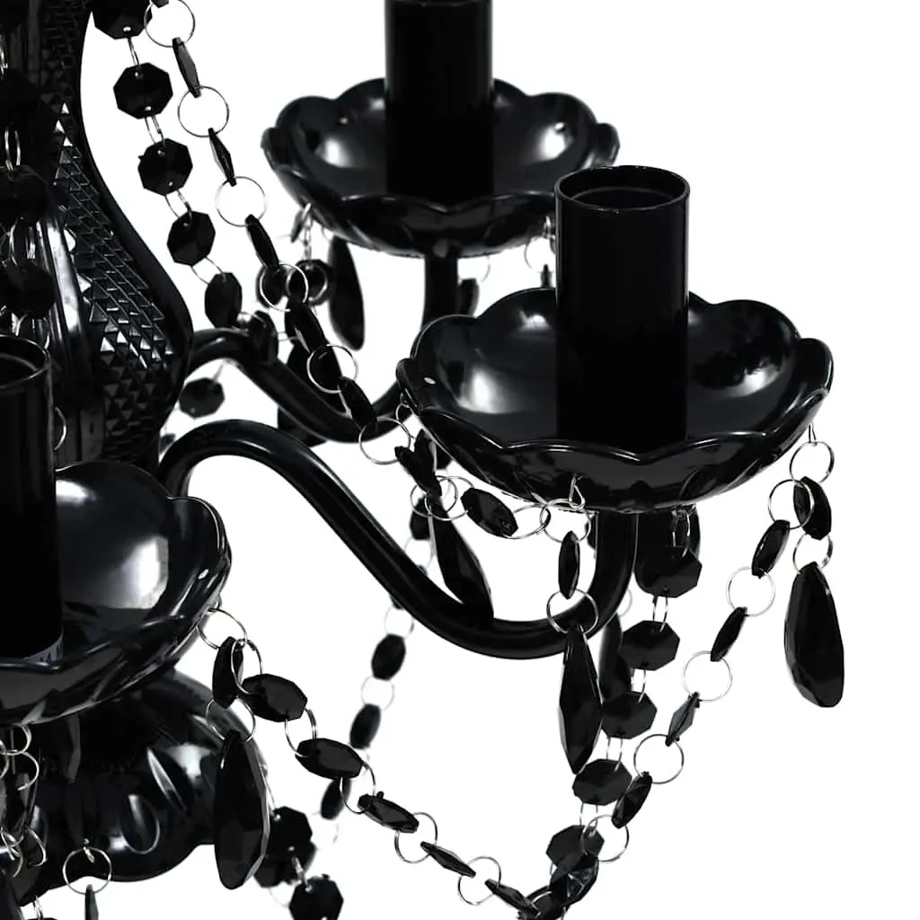 Black Crystal Chandelier 5 Bulb Ceiling Light Fixture Size for Living Room Bedroom Dining