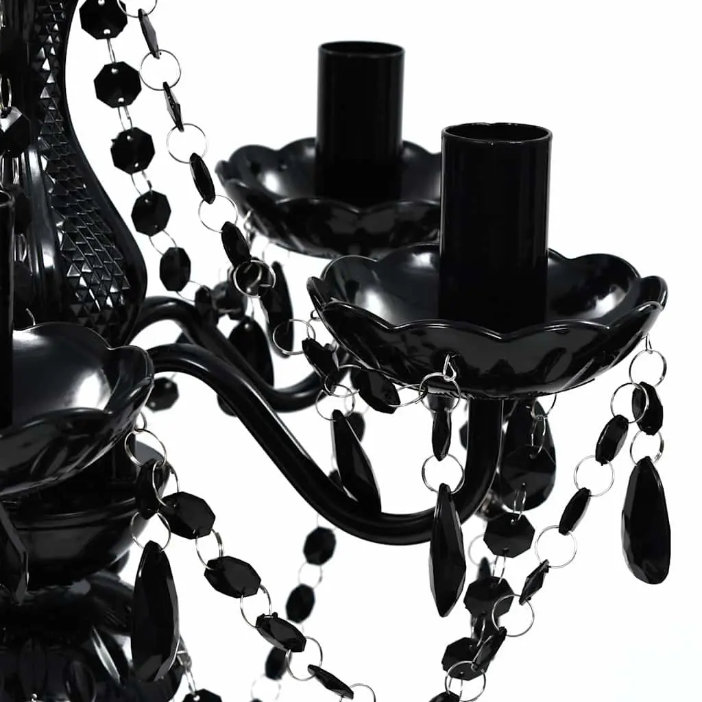 Black Crystal Chandelier 5 Bulb Ceiling Light Fixture Size for Living Room Bedroom Dining