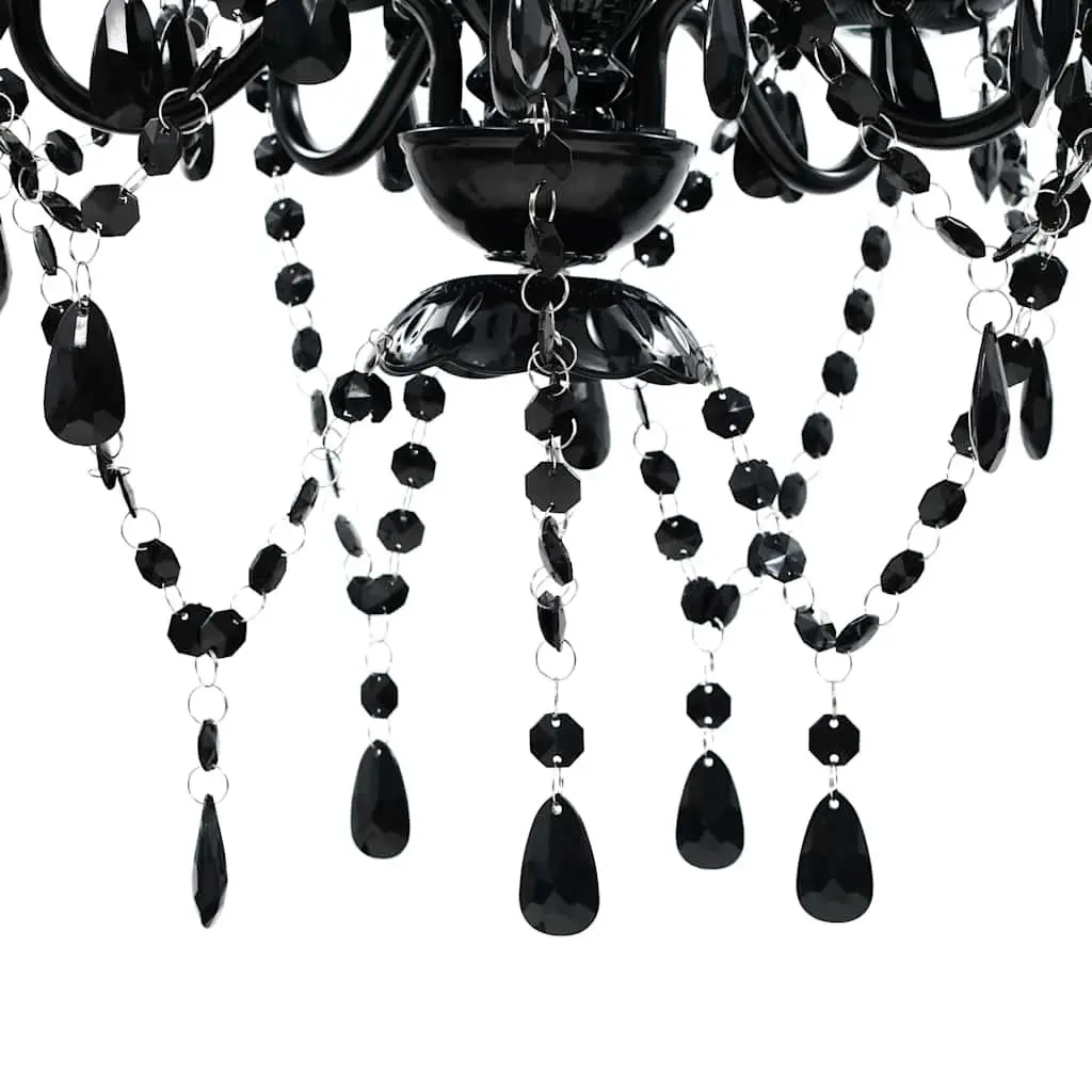 Black Crystal Chandelier 5 Bulb Ceiling Light Fixture Size for Living Room Bedroom Dining