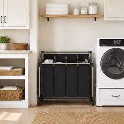 Laundry Sorter 4 Bags Wheels Handles Utility Room Closet Storage Organiser Cart