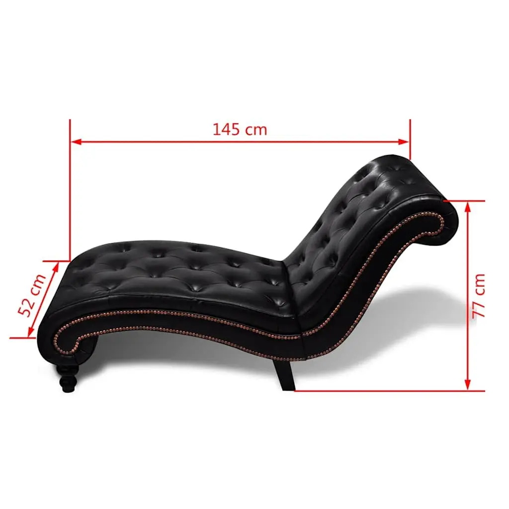 Chaise Lounge Brown Faux Leather Button Tufted Scroll Design Padded Furniture