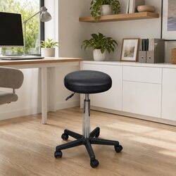 Office Stool Black Adjustable Height Gas Lift Modern Design Comfortable Seating