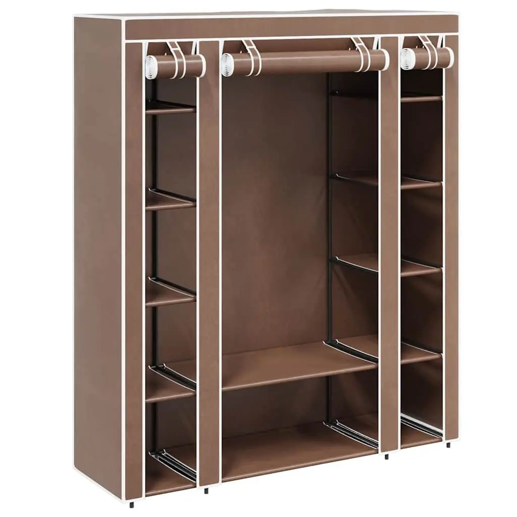 Portable Wardrobe Cabinet Brown Fabric 45x150x176 cm