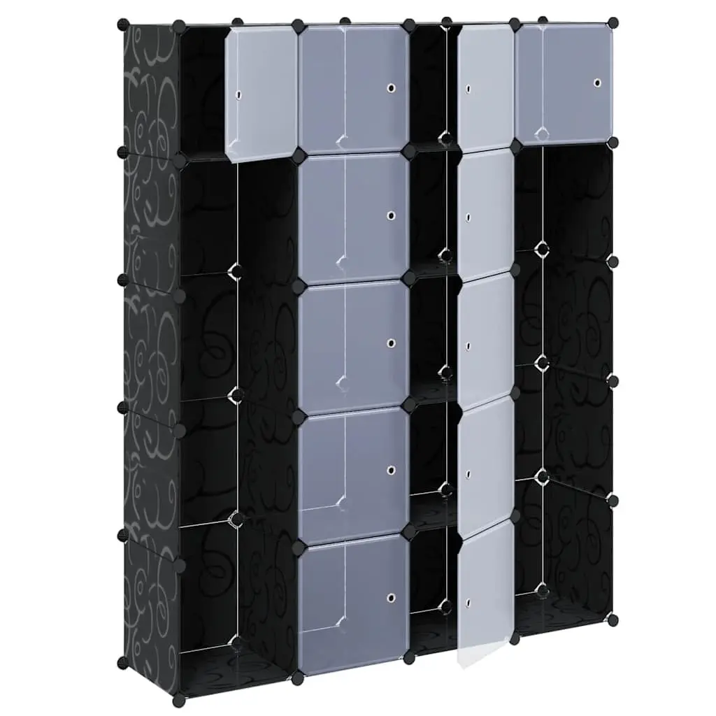 Modular Cabinet 14 Compartments Black Wardrobe Storage Cupboard