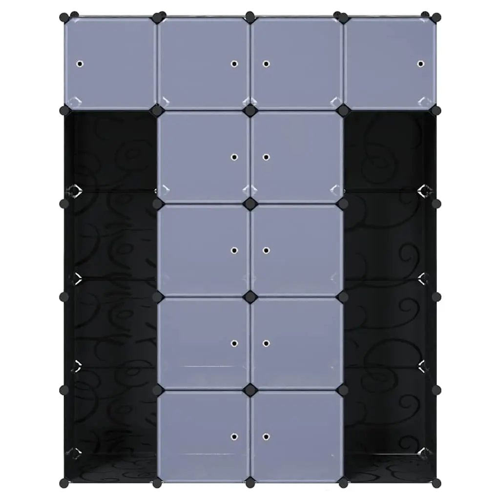 Modular Cabinet 14 Compartments Black Wardrobe Storage Cupboard
