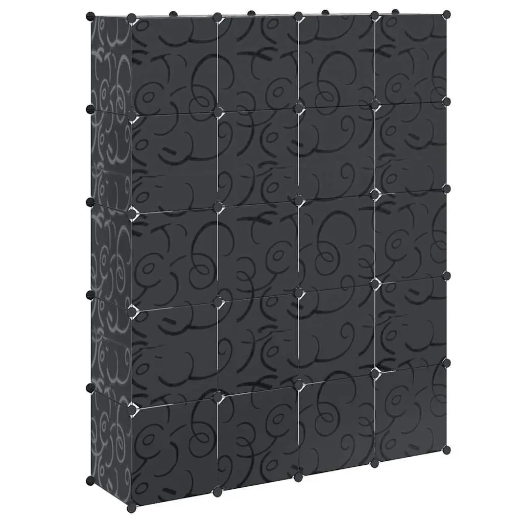 Modular Cabinet 14 Compartments Black Wardrobe Storage Cupboard