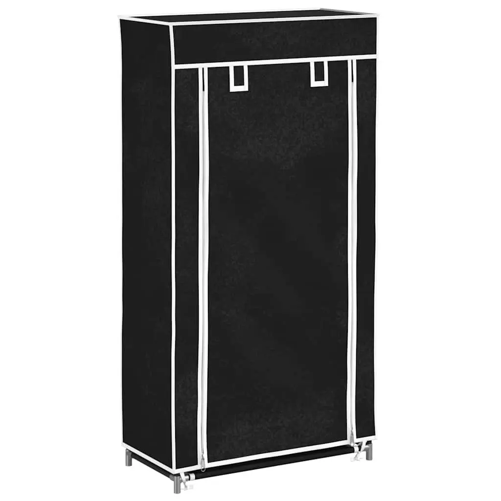 Shoe Cabinet Fabric Organiser 5-Tier with Removable Cover for Neat Storage Black