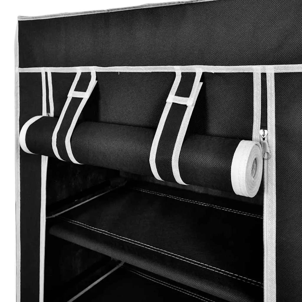 Shoe Cabinet Fabric Organiser 5-Tier with Removable Cover for Neat Storage Black