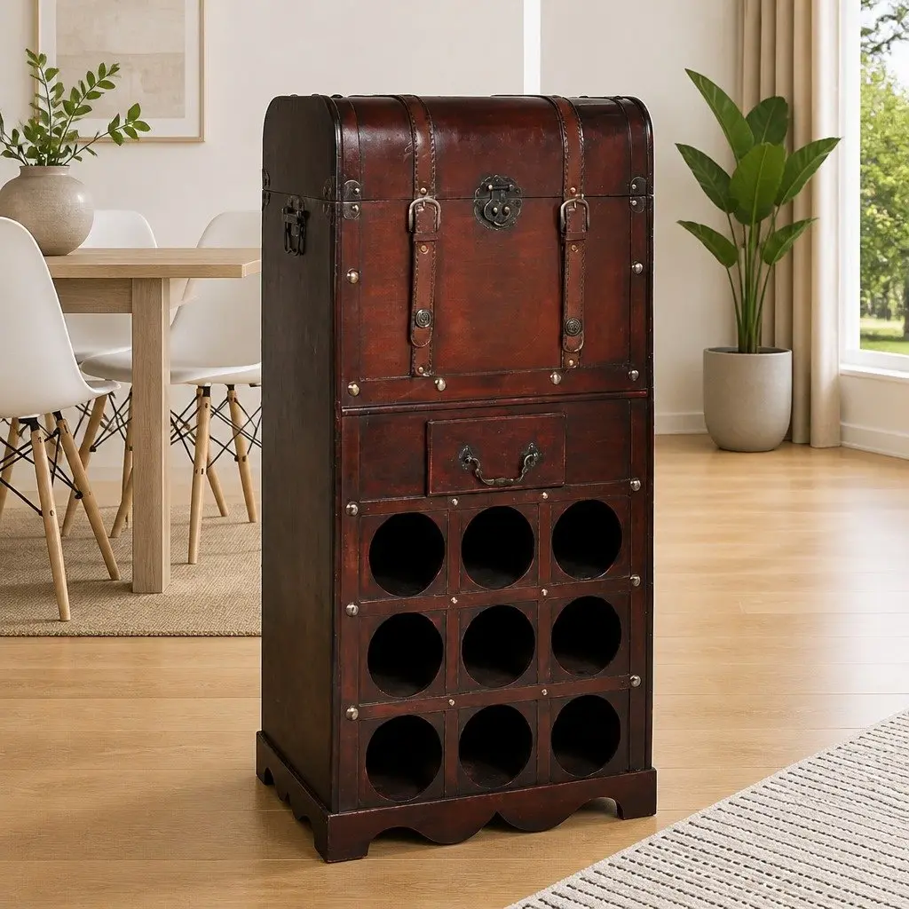 Wooden Wine Rack for 9 Bottles