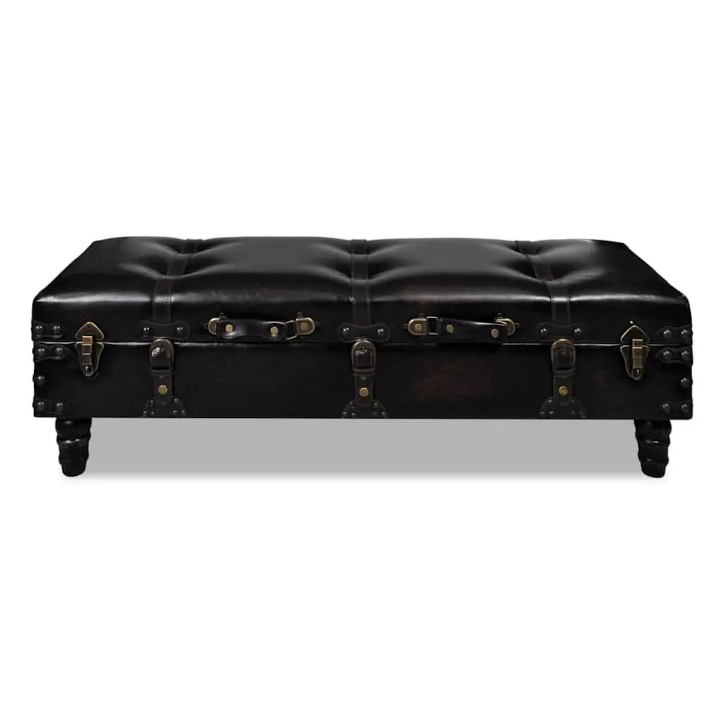Brown Faux Leather Storage Bench with Tufted Cushion for Hallway and Living Room