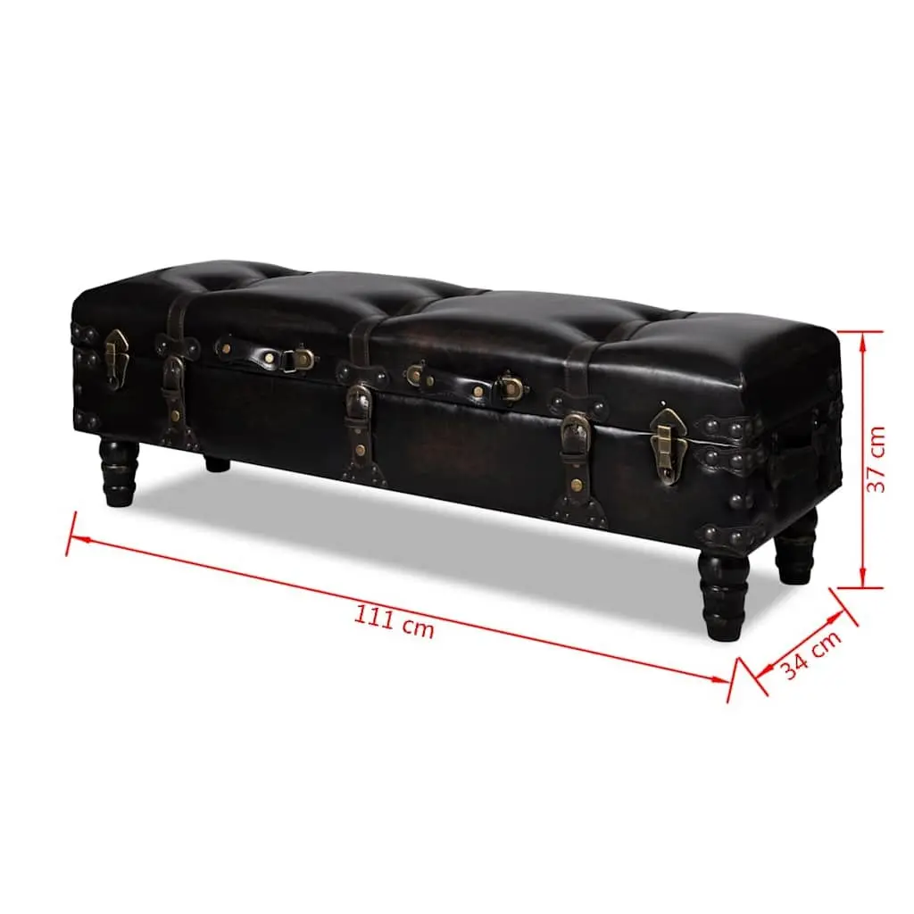 Brown Faux Leather Storage Bench with Tufted Cushion for Hallway and Living Room