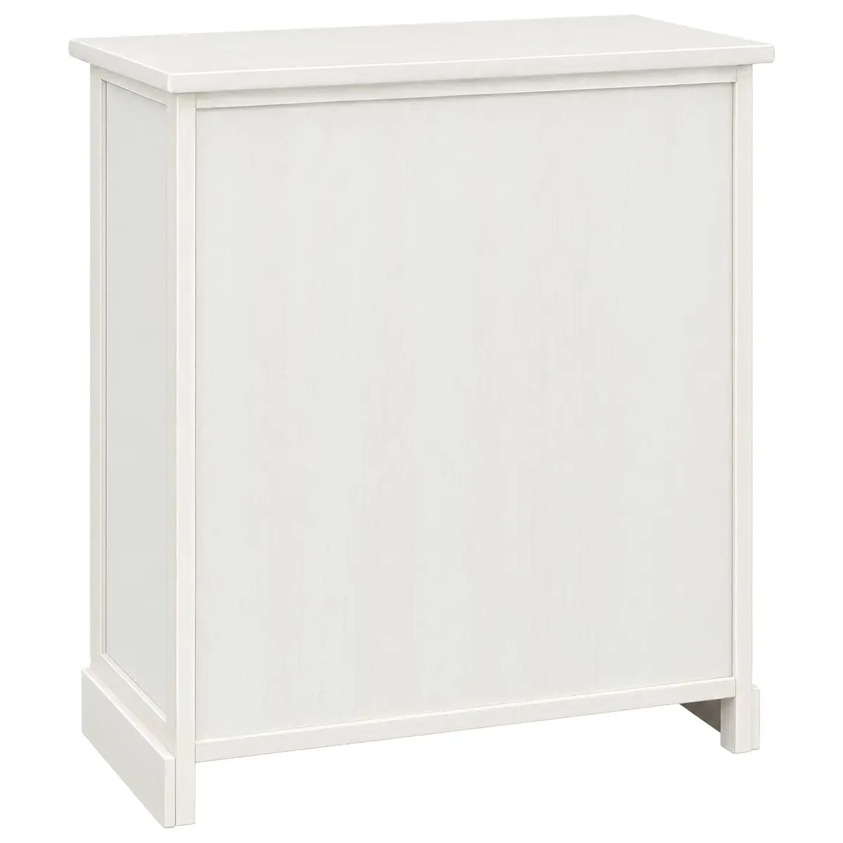 White Wooden Storage Cabinet with 3 Weaving Baskets Country Style