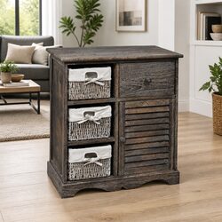 Friendly Wooden Storage Cabinet with Baskets Just for You