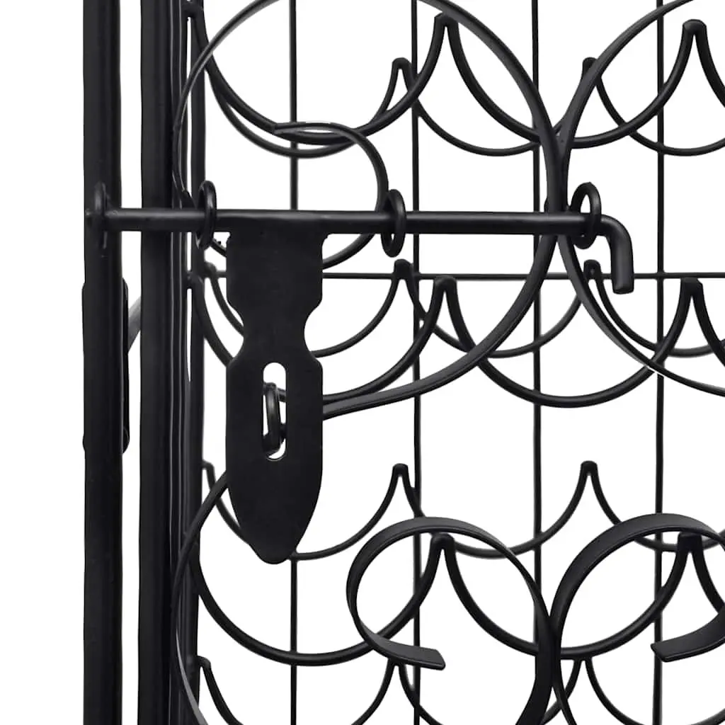 Wine Rack Floor Standing Black Metal 35 Bottle Storage Cabinet