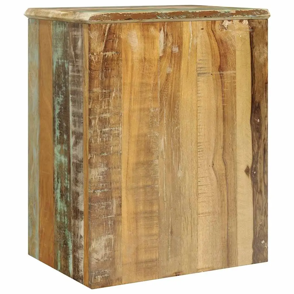 Reclaimed Wood End Table Antique Style with Drawer and Door Storage