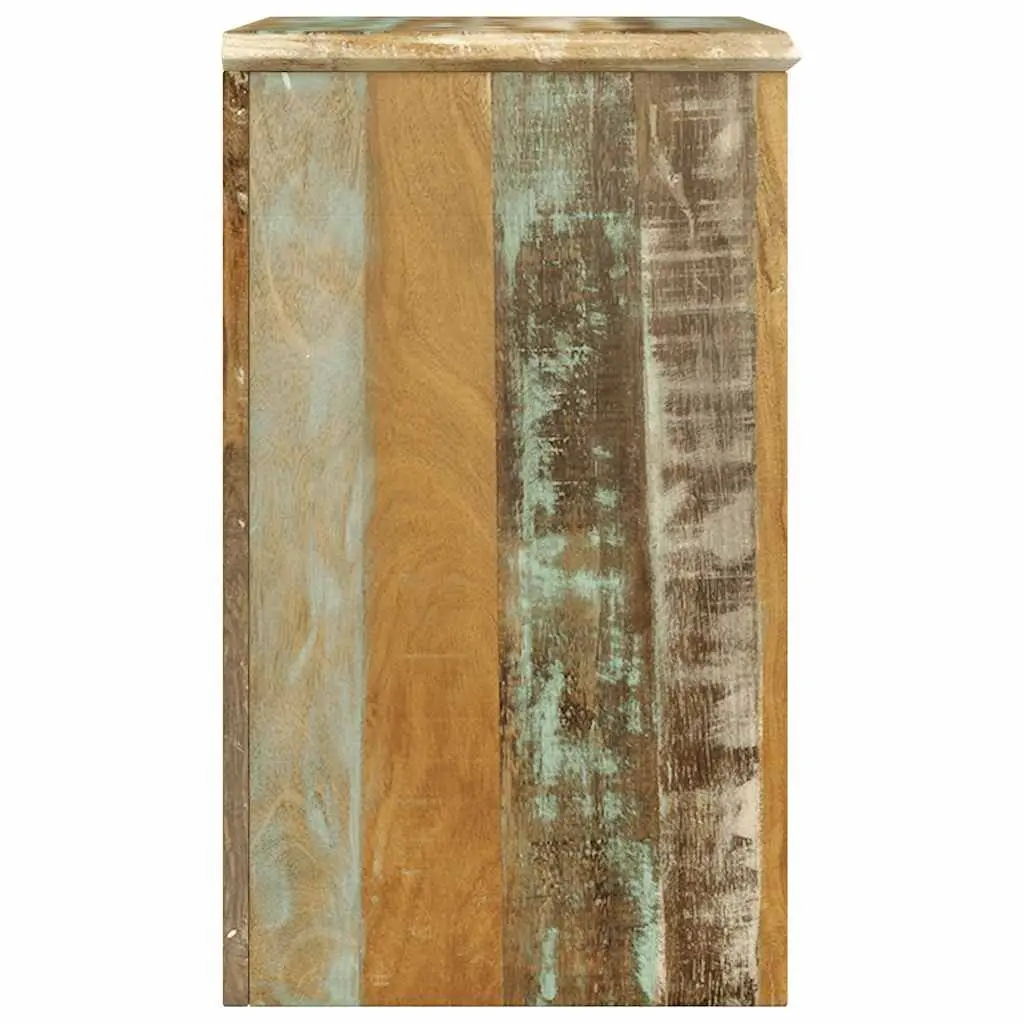 Reclaimed Wood End Table Antique Style with Drawer and Door Storage