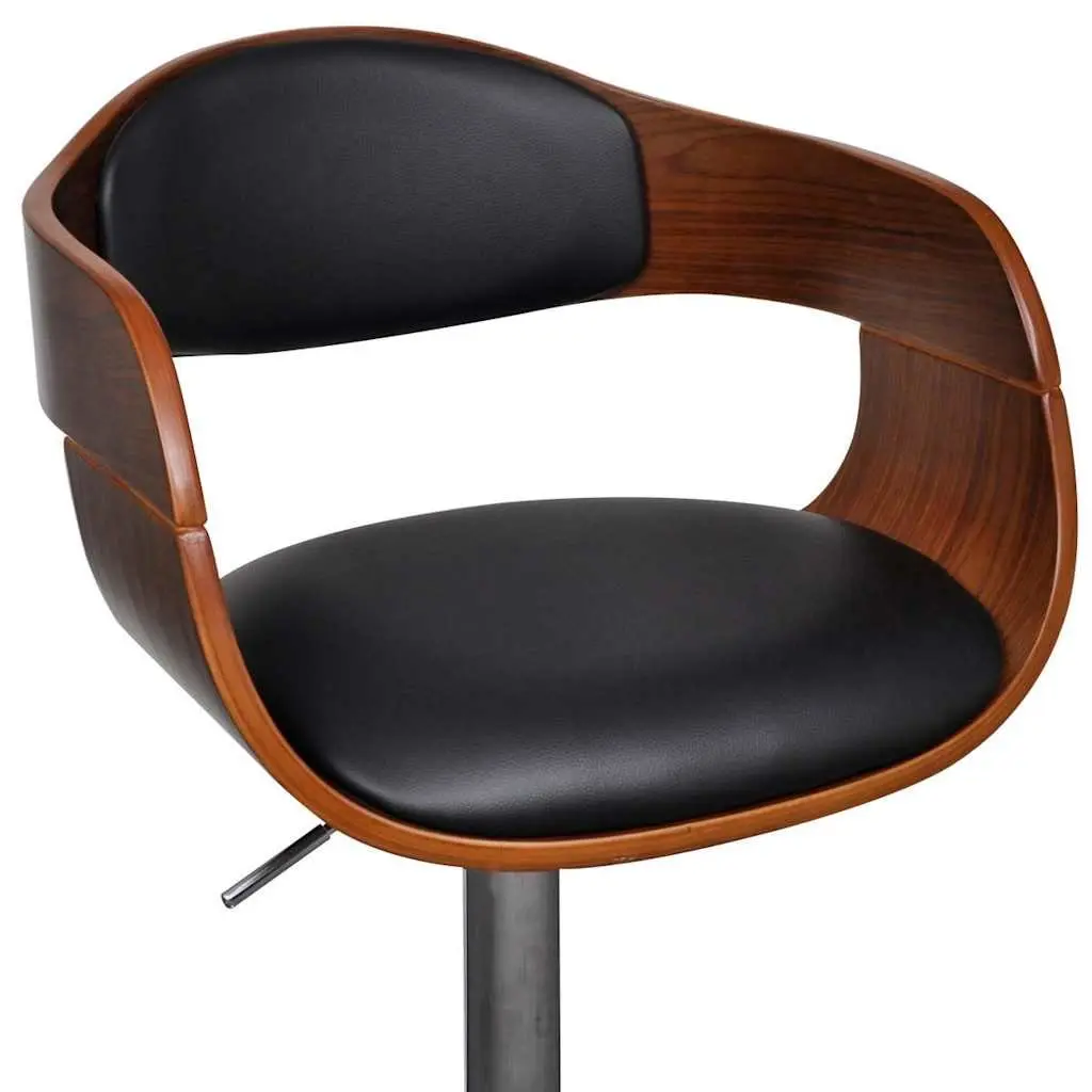 Bar Stool Bent Wood Frame Faux Leather Padded Seat Height Adjustable