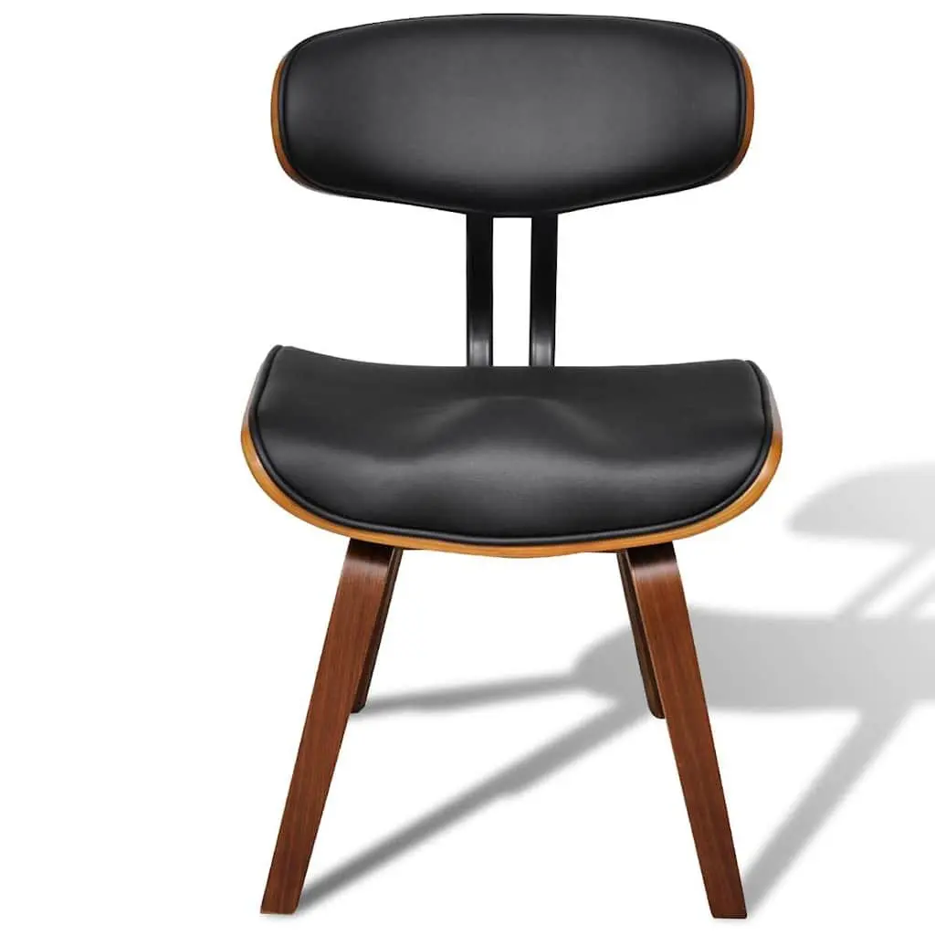 Dining Chairs 2 pcs Bent Wood Frame Faux Leather Kitchen Seating Set Black