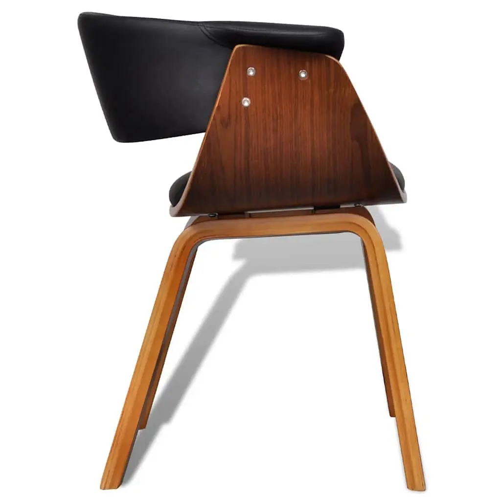 Dining Chair Bent Wood Frame Faux Leather Kitchen Seat Black Dining Room Chair