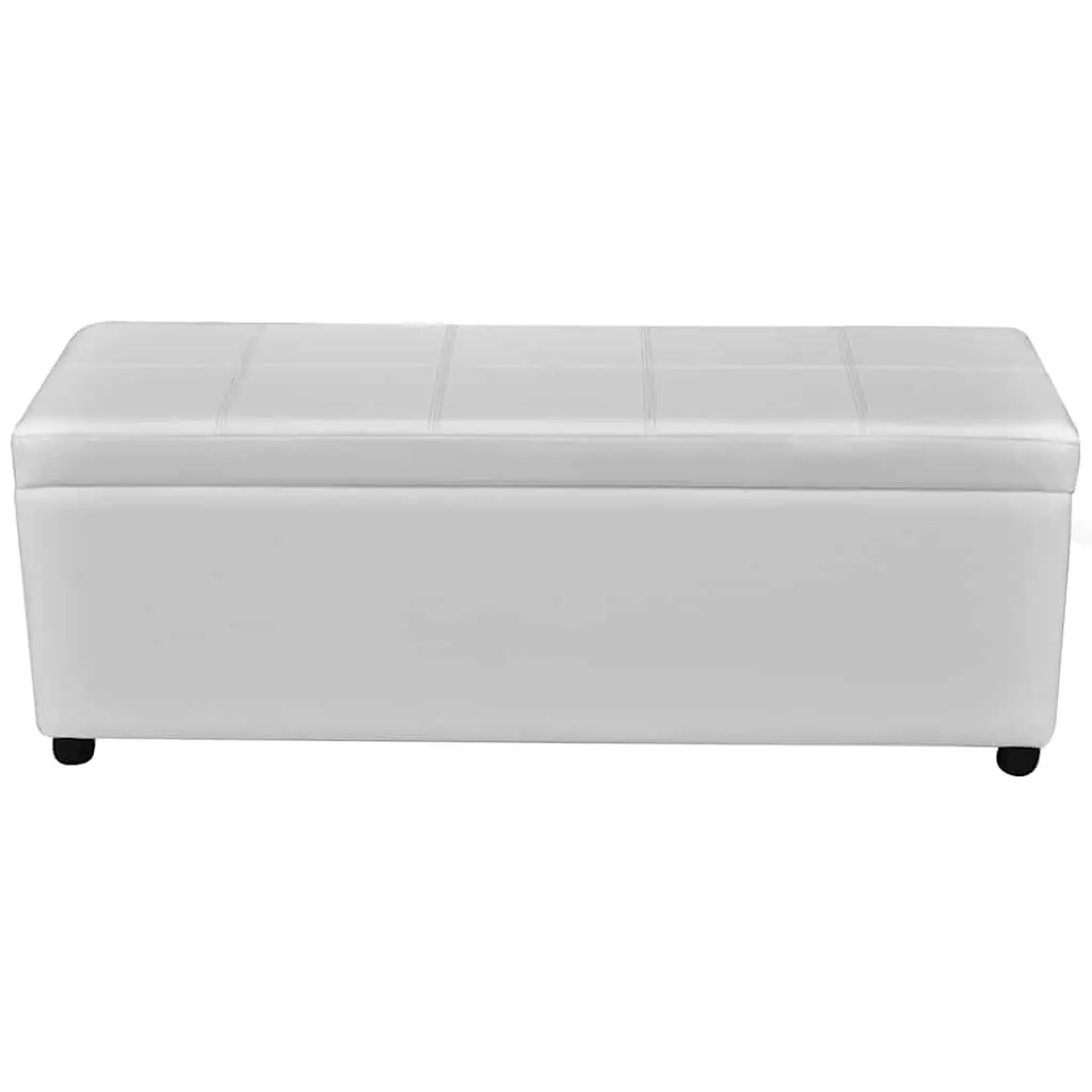 Storage Bench White Wood Padded Seat Large Hidden Storage Compartment