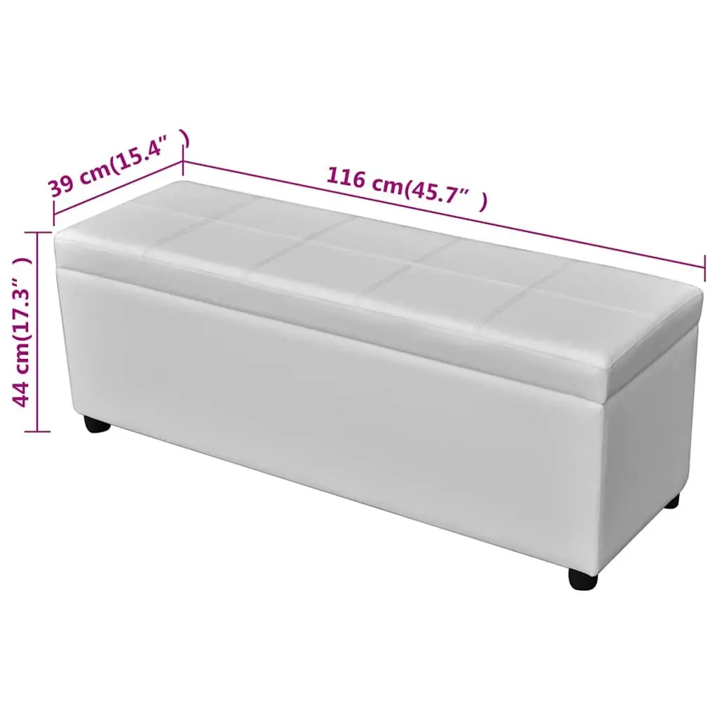 Storage Bench White Wood Padded Seat Large Hidden Storage Compartment