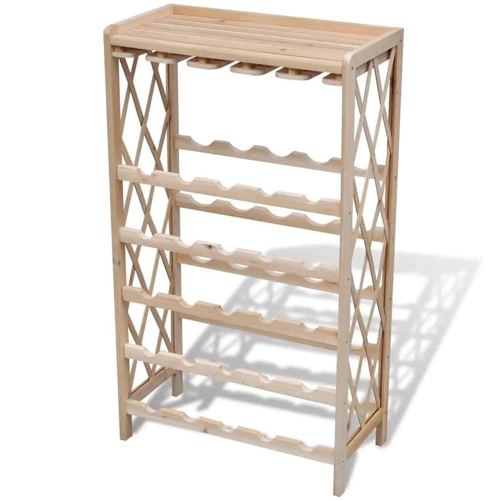 25-Bottle Solid Fir Wood Wine Rack